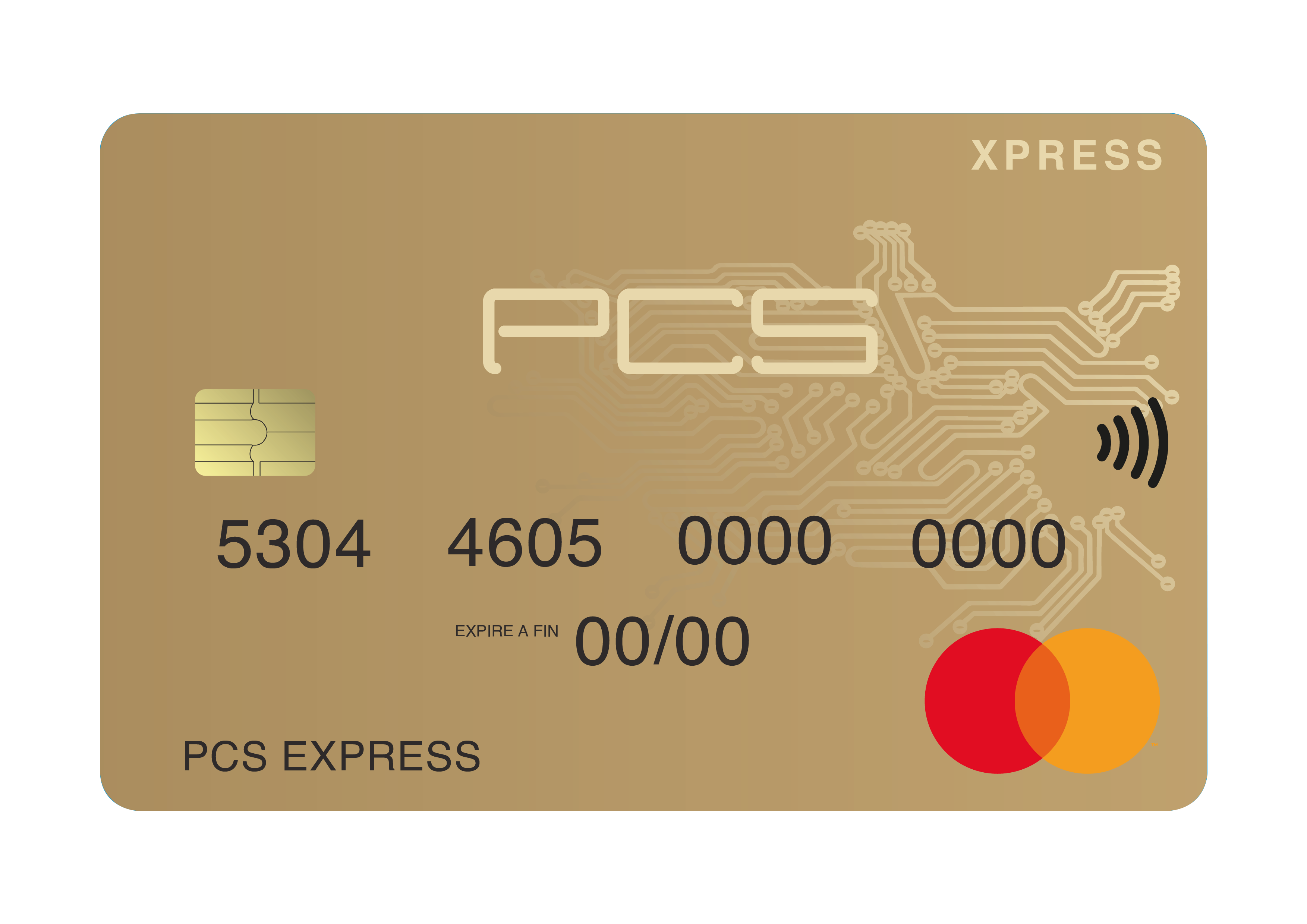 Carte PCS XPRESS Mastercard dorée
